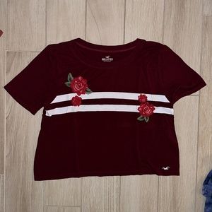 Hollister Burgundy Rose Cropped "Easy Tee"
